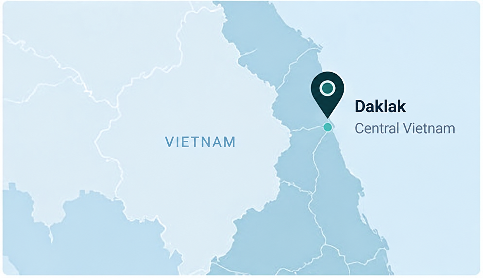 Illustrative regional locator for Daklak, Central Vietnam; not an exact project site or provincial boundary map